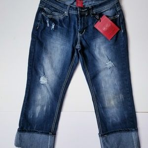 RED RIVET JEAN CAPRIS NWT!!